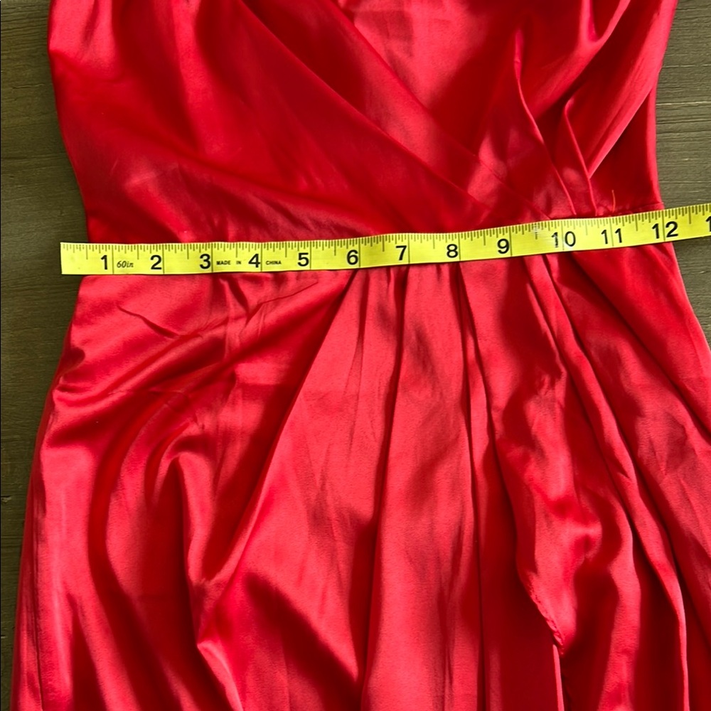 Lulus Law of Attraction Red Satin One-Shoulder Asymmetrical Midi Dress - Picture 7 of 8